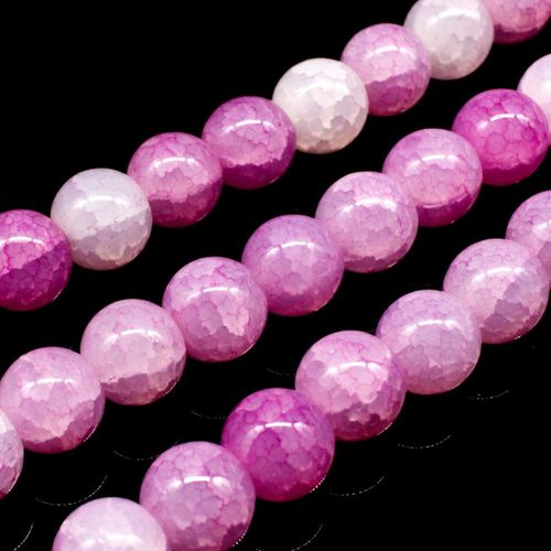 Cracked Earth Glass Beads 8mm Light Pink for jewellery making