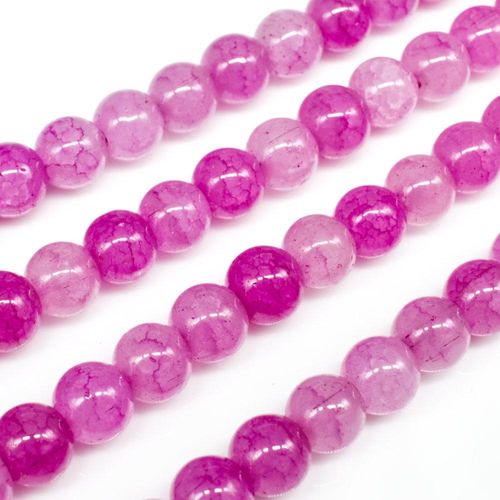 Cracked Earth Glass Beads 6mm Fuschia for jewellery making