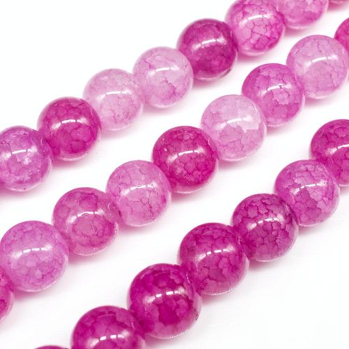 Cracked Earth Glass Beads 8mm Fuschia for jewellery making