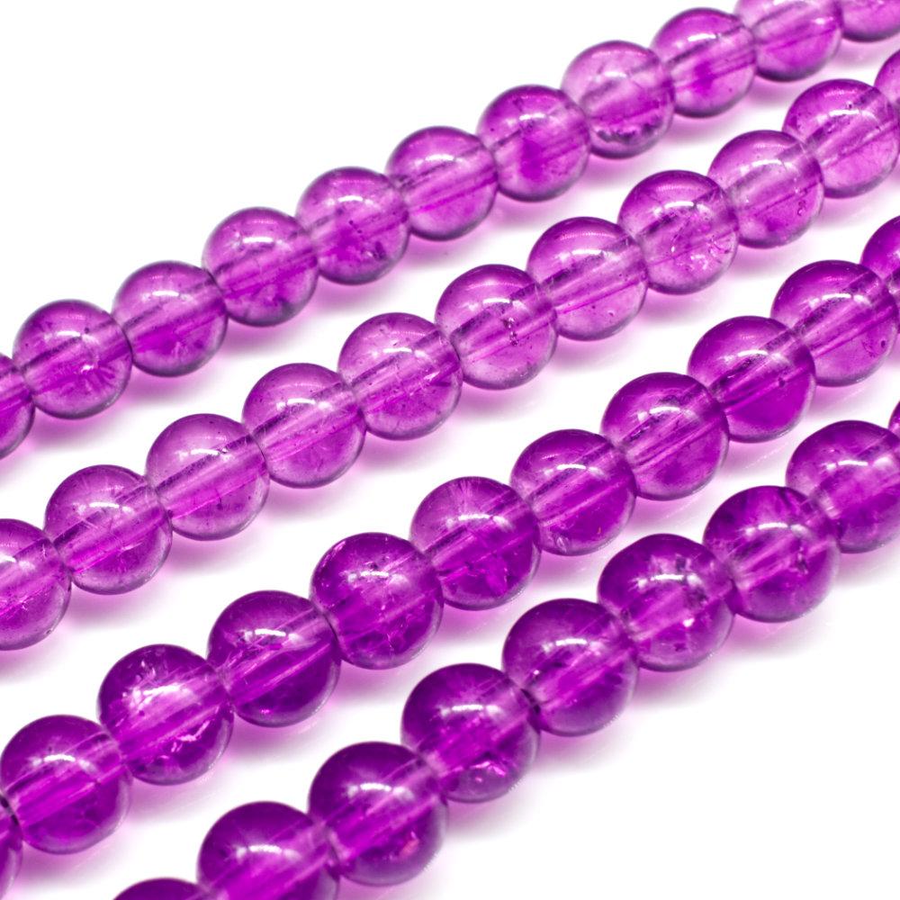 Crackle Beads Round 6mm Purple 65pcs for jewellery making