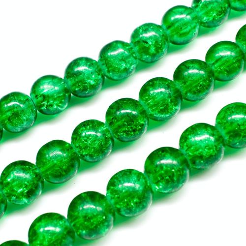 Crackle Beads Round 8mm Emerald Green 50pcs for jewellery making