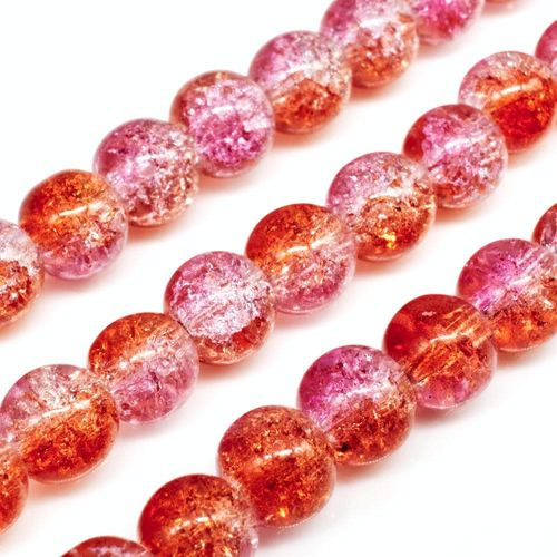 Crackle Beads Round 8mm Pink Red 50pcs for jewellery making