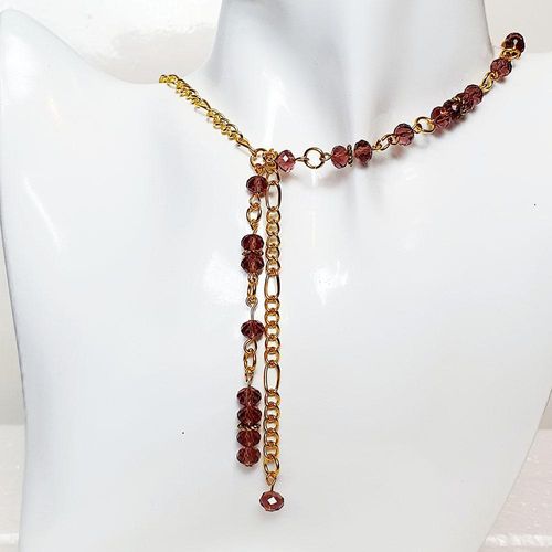 Estelle Crystal Chain Necklace gold amethyst necklace making kit — DIY set with beads and instructions for creating handmade jewelry