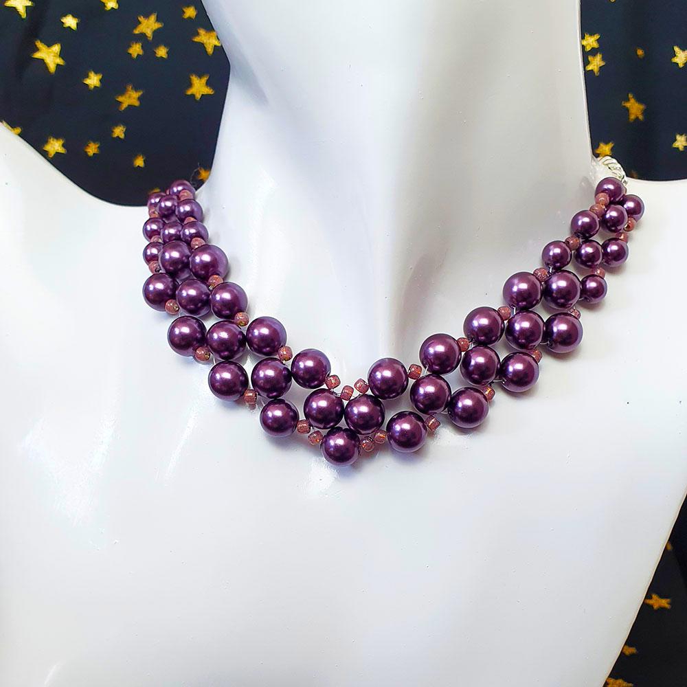 Sara Glass Pearl Necklace silver grape necklace making kit — DIY set with beads and instructions for creating handmade jewelry