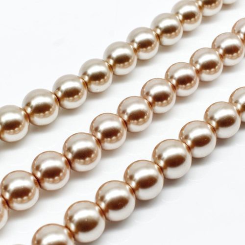 Glass Pearl Round Beads 8mm - Ecru