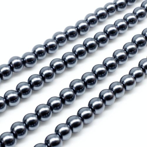 Glass Pearl Round Beads 4mm - Hematite
