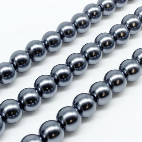 Glass Pearl Round Beads 8mm - Hematite