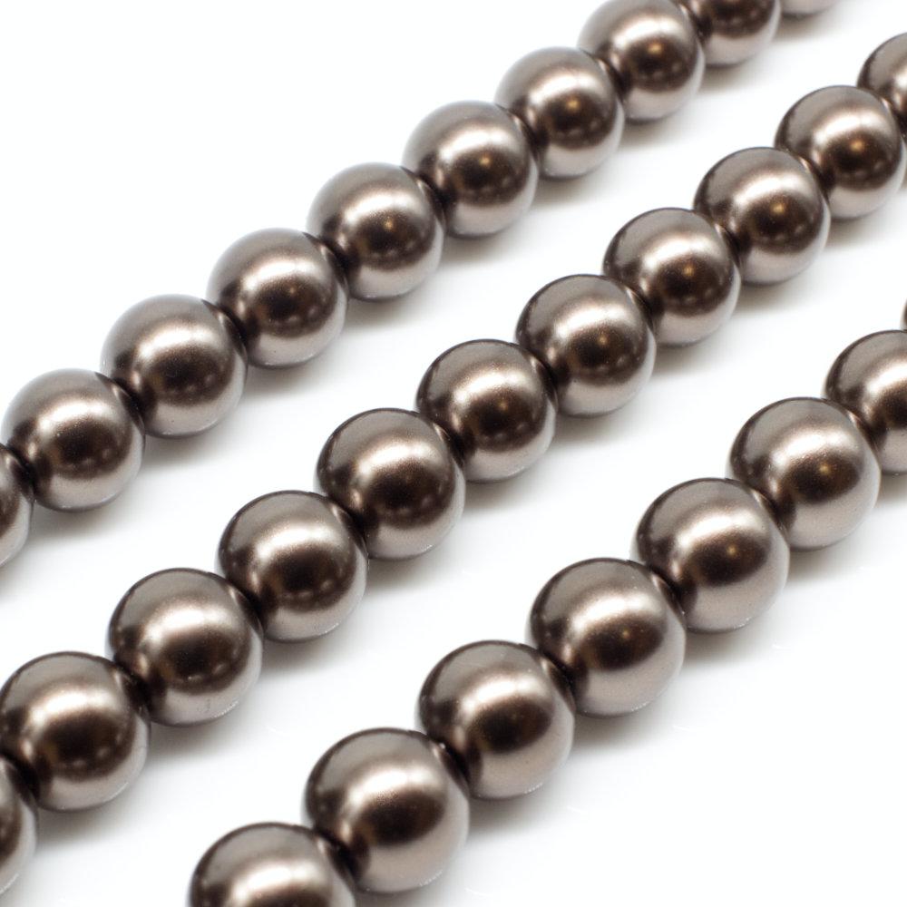 Glass Pearl Round Beads 8mm - Coffee
