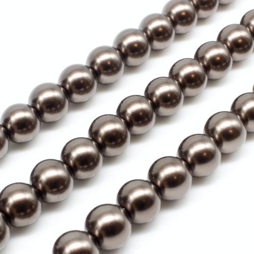 Glass Pearl Round Beads 8mm - Coffee
