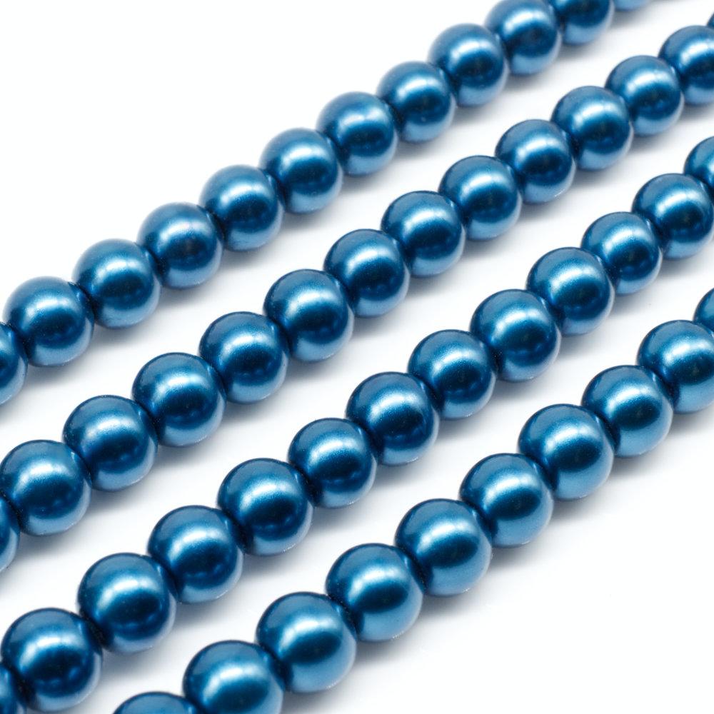 Glass Pearl Round Beads 6mm - Dark Cyan