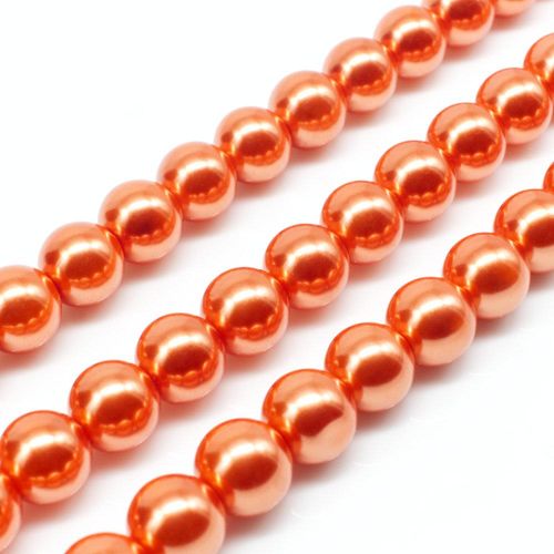 Glass Pearl Round Beads 8mm - Tangerine