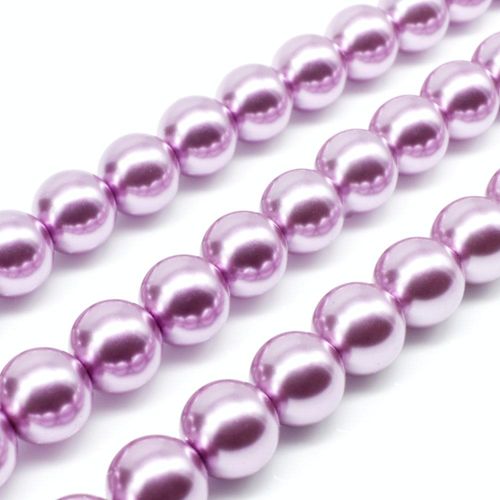 Glass Pearl Round Beads 10mm - Lilac