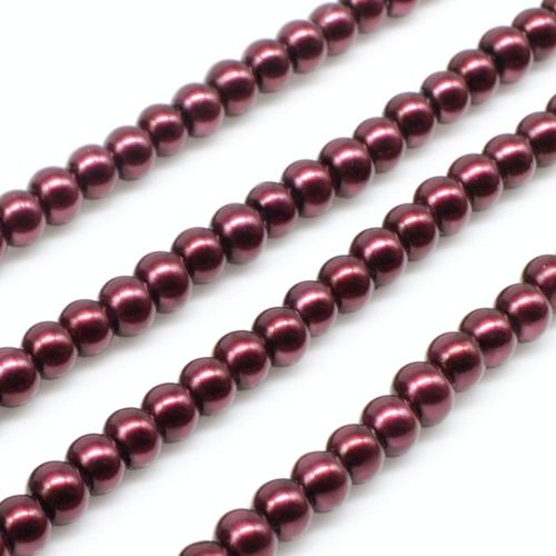 Glass Pearl Round Beads 3mm - Burgundy