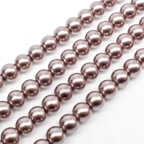 Glass Pearl Round Beads 6mm - Mink