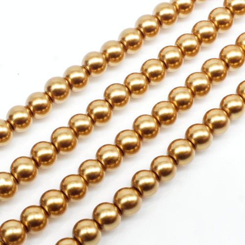 Glass Pearl Round Beads 4mm - Dark Gold