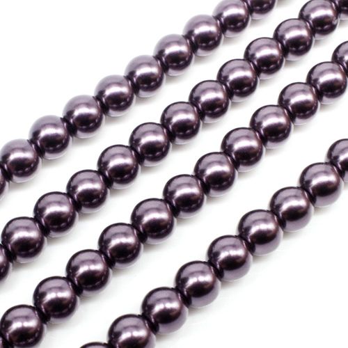 Glass Pearl Round Beads 6mm - Grape
