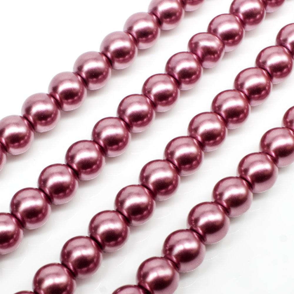 Glass Pearl Round Beads 6mm - Indian Pink