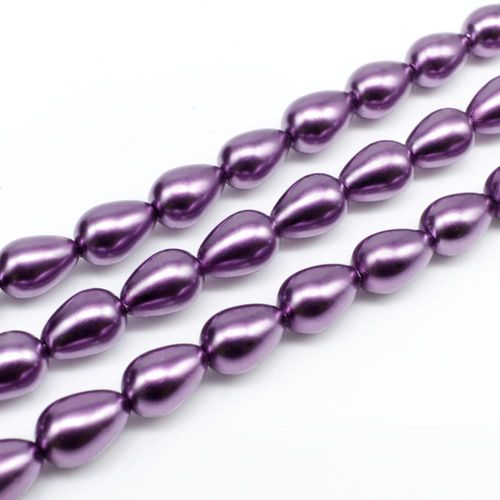 Glass Pearl Drop 6x9mm - Dk Lavender