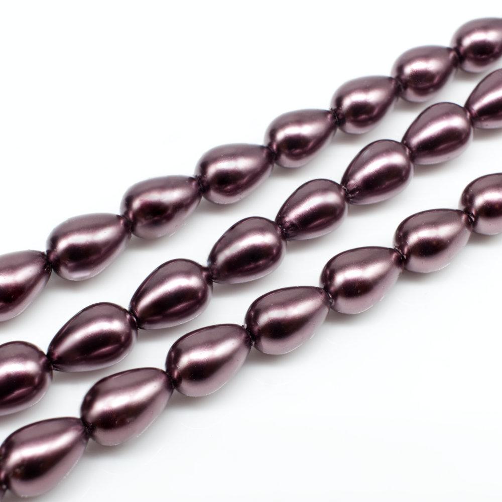 Glass Pearl Drop 6x9mm - Mahogany Rose