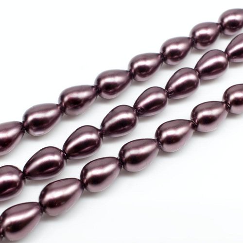 Glass Pearl Drop 6x9mm - Mahogany Rose