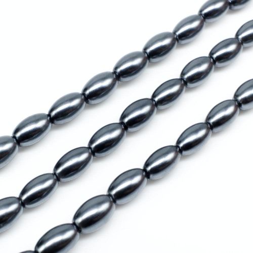 Glass Pearl Rice 4x7mm - Dark Grey