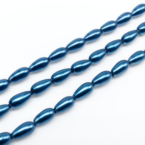 Glass Pearl Drop Beads 4x8mm Deep Blue for jewellery making