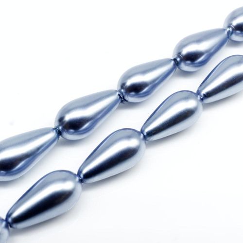 Glass Pearl Drop Beads 8x16mm Violet Blue for jewellery making