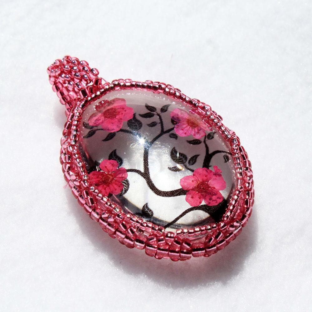 Blossom Cabochon Kit pink mauve jewelry making kit — DIY set with beads and instructions for creating handmade jewelry