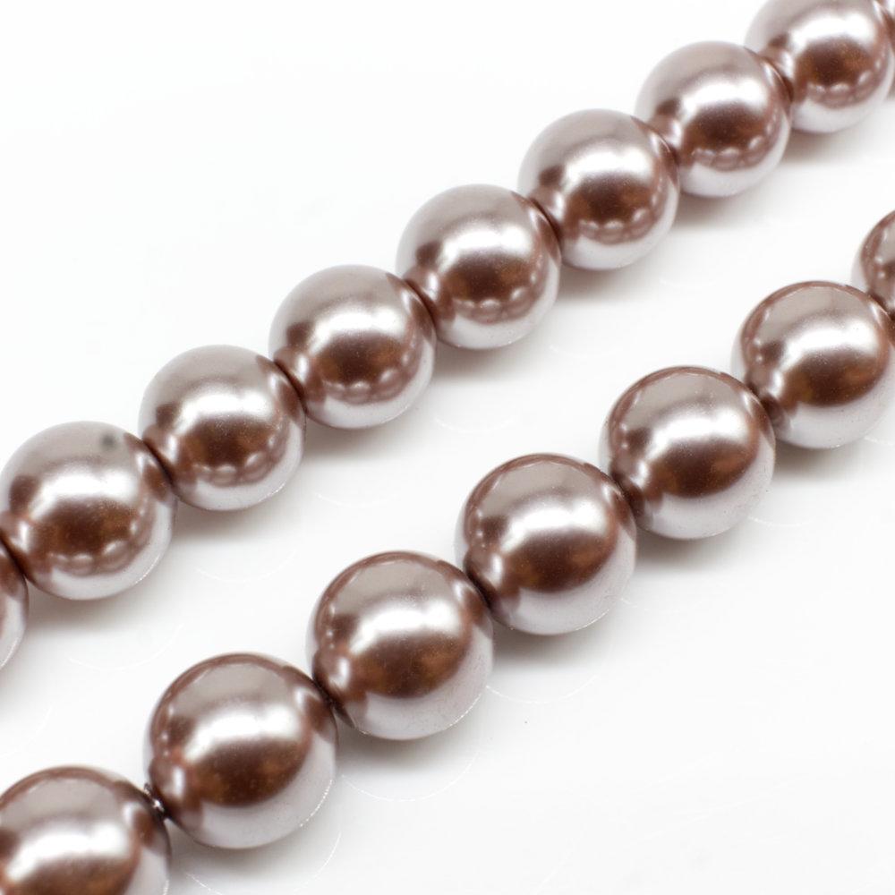 Glass Pearl Round Beads 12mm - Mink
