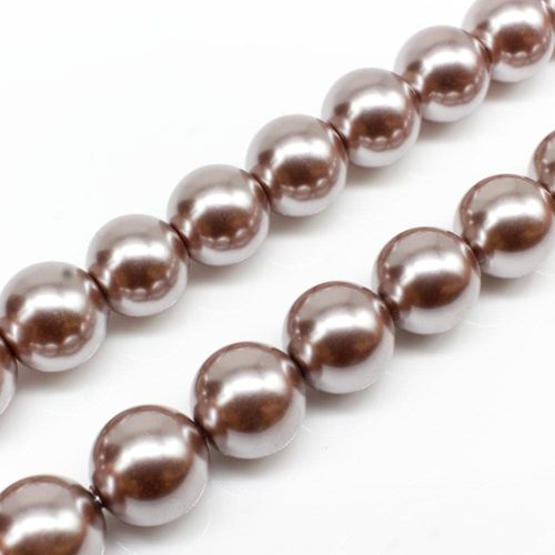 Glass Pearl Round Beads 12mm - Mink