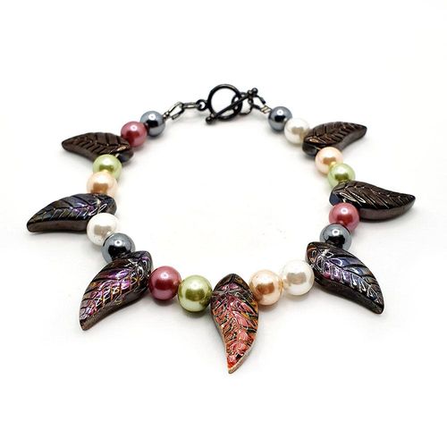 Eden Leaf Bracelet majestic pink bracelet making kit — DIY set with beads and instructions for creating handmade jewelry