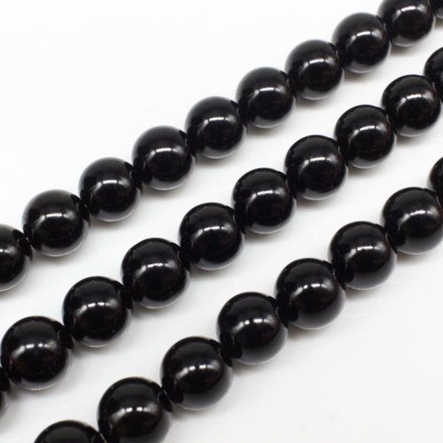 Glass Pearl Round Beads 10mm - Black