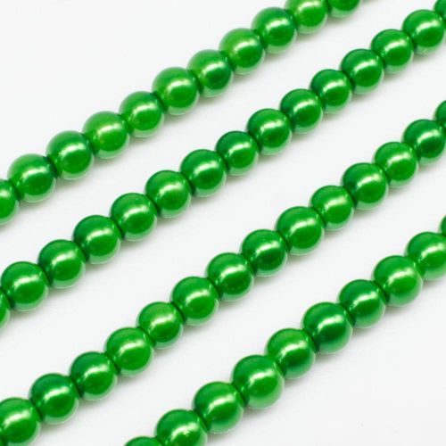 Glass Pearl Round Beads 4mm - Emerald Green