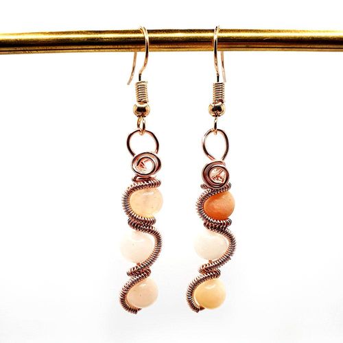 Precious Wave Earrings pink aventurine earring making kit — DIY set with beads and instructions for creating handmade jewelry