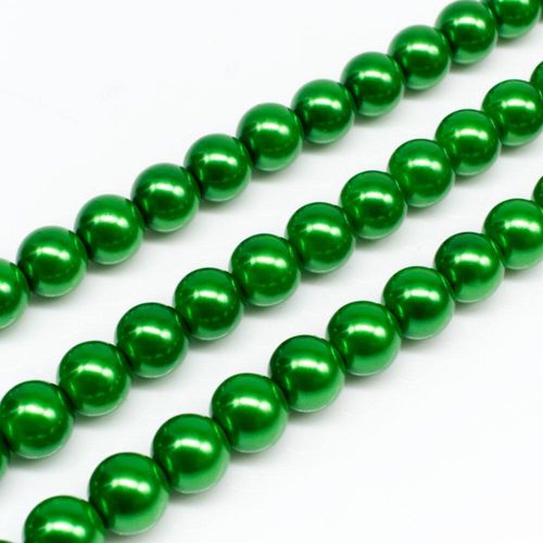 Glass Pearl Round Beads 8mm - Emerald Green