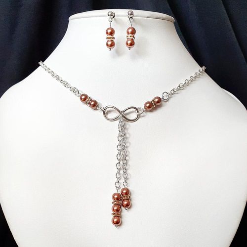 Infinity Bow Necklace & Earrings Makes 2 caramel topaz necklace making kit — DIY set with beads and instructions for creating handmade je…