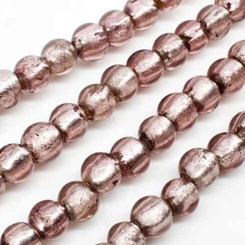 Silver Foil Round Beads 8mm 50pcs Light Amethyst for jewellery making