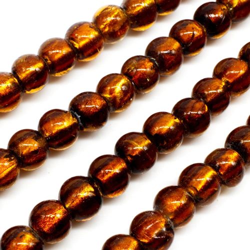 Silver Foil Round Beads 8mm 50pcs Brown for jewellery making