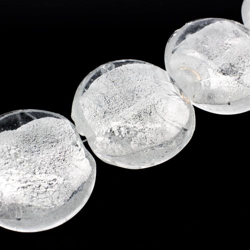 Silver Foil Disc Bead 34mm Clear White for jewellery making