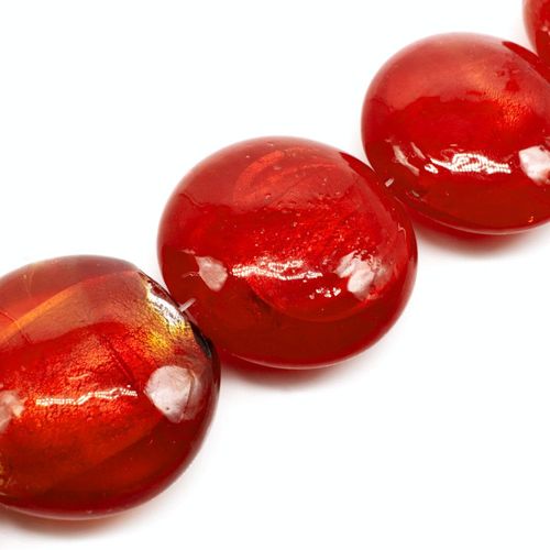 Silver Foil Disc Bead 34mm Red for jewellery making