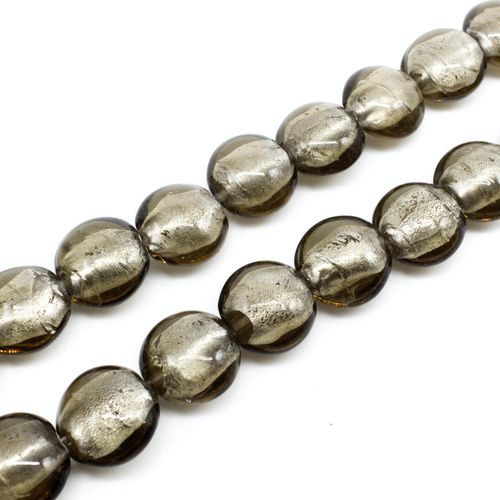 Silver Foil Disc Beads 15mm 25pcs Light Grey for jewellery making