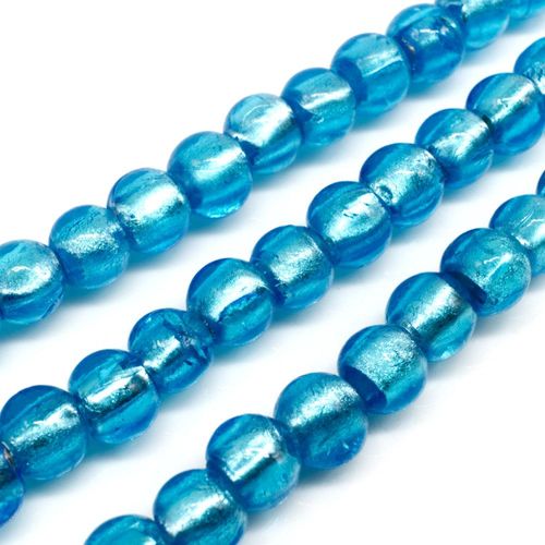 Silver Foil Round Beads 8mm 50pcs Turquoise for jewellery making