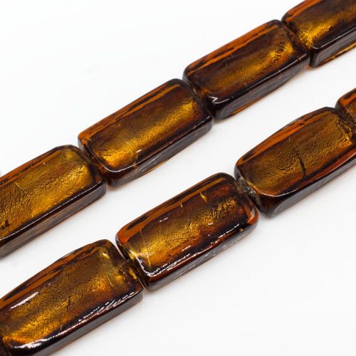 Silver Foil Rectangle Beads 24mm Brown for jewellery making