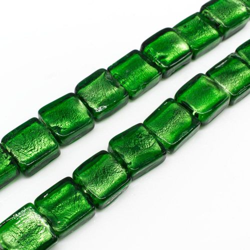 Silver Foil Square Beads 12mm 30pcs Green for jewellery making