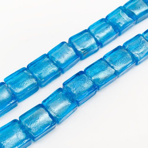 Silver Foil Square Beads 12mm 30pcs Turquoise for jewellery making
