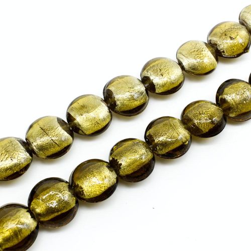 Silver Foil Disc Beads 15mm 25pcs Olive for jewellery making