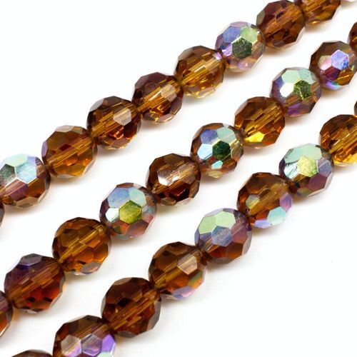 10mm crystal beads brown rainbow — faceted for jewelry making and beadwork