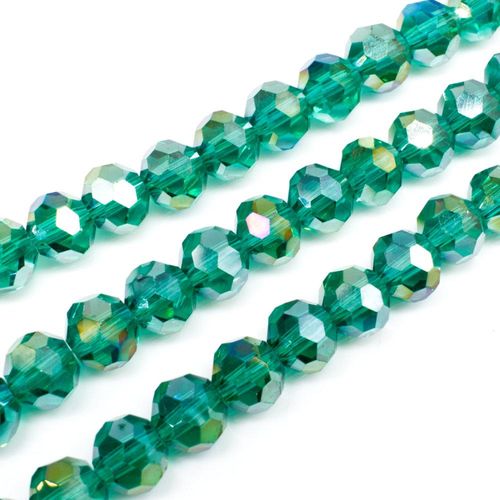 8mm crystal beads teal ab — AB finish, faceted for jewelry making and beadwork