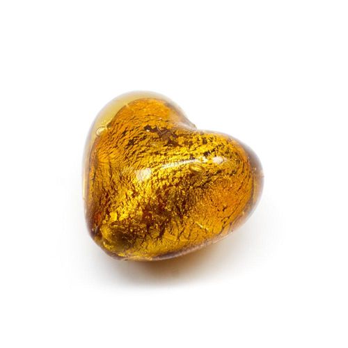 Silver Foil Heart Beads 27mm Gold 1pc for jewellery making
