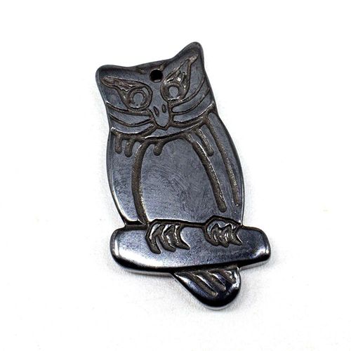 Hematite Owl Pendant 34mm jewelry making kit — DIY set with beads and instructions for creating handmade jewelry